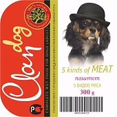 Clan Dog для собак 300г паштет 5 видов Мяса