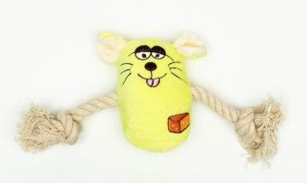 Игрушка Мягкая Веселая Мышка с канатом и пищалкой 20*13см фото, цены, купить