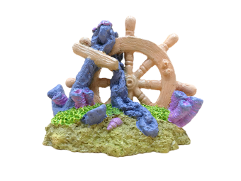 Декорация для аквариума "Затонувший штурвал" 12x8x10.5см (AD048-Y) фото, цены, купить