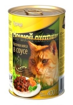 Ночной Охотник консервы 400г курица в соусе для кошек  фото, цены, купить