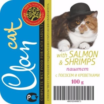 Clan cat консервы 100г паштет из лосося,креветок для кошек фото, цены, купить