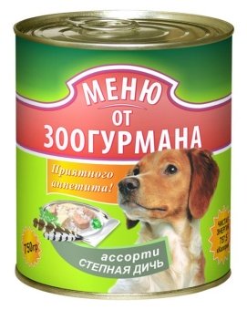 Меню от Зоогурмана консервы  750г со степной дичью для собак фото, цены, купить