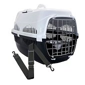 Переноска Спутник-1 до 9кг 29*43*27,5см металлическая дверь+Ремень+Миска