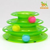 Игровой комплекс "Пижон" для кошек с 3 шариками, 24,5 х 24,5 х 13 см, зелёный   6031420 фото, цены, купить