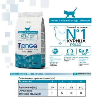 Monge Daily Line сухой для котят и беременных кошек, из курицы 400 г фото, цены, купить