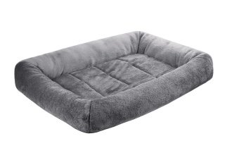 Лежак прямоугольный с валиком Zoo-M "LAMA" 70*50*9см серый плюш.мех фото, цены, купить