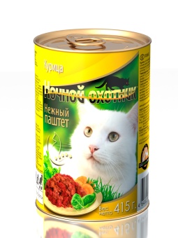 Ночной Охотник консервы паштет 415г с курицей для кошек фото, цены, купить