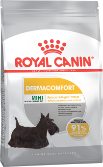 Royal Canin Mini Dermacomfort для собак мелких пород с чувствительной кожей и шерстью фото, цены, купить