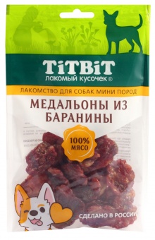 TiTBiT Медальоны из баранины для собак мини пород 100 г фото, цены, купить