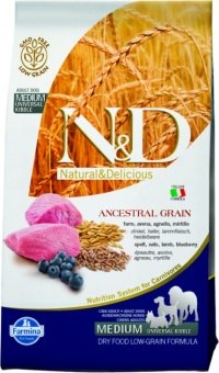 Farmina N&D LowGrain Lamb&Blueberry низкозерновой с ягненком и черникой для взрослых собак фото, цены, купить