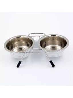 Миска двойная цветная с полоской VM-3000 (A), 240 мл фото, цены, купить