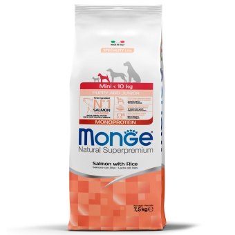 Monge Speciality Line Monoprotein сухой для щенков мелких пород Лосось/Рис 7,5кг фото, цены, купить