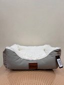 Лежак Элегант вельвет молочный меховой борт №1 фото, цены, купить