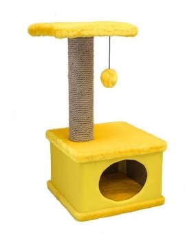 Домик-когтеточка квадратный,серия "Конфетти", желтый 41*37*h70см для кошек