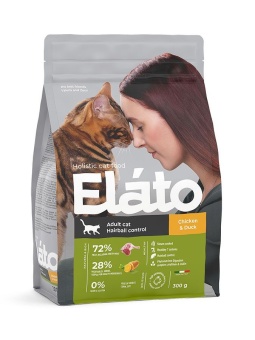 ELATO Holistic с курицей и уткой для выведение шерсти у кошек 300г фото, цены, купить