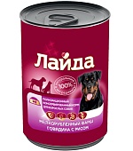 ЛАЙДА Мелкорубленый фарш говядины с рисом консервы 400г для собак фото, цены, купить