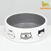 Миска керамическая "Четыре Кота" 300мл 12,5*4,5см Белая/Серая фото, цены, купить
