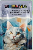 Пауч SHELIVIA  Лосось,Треска в желе для кошек 85г фото, цены, купить