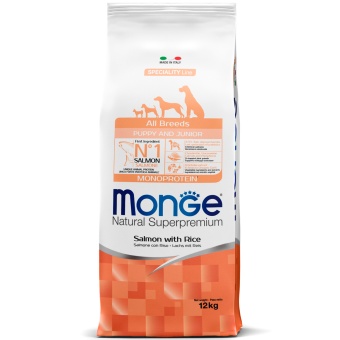 Monge Speciality Line Monoprotein сухой для щенков всех пород Лосось/Рис 12кг фото, цены, купить