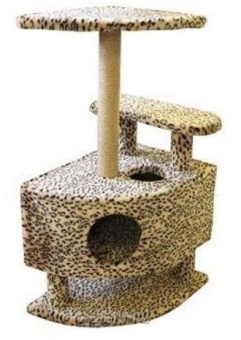 Пушок Угловая когтеточка со ступенькой на подставке для кошек