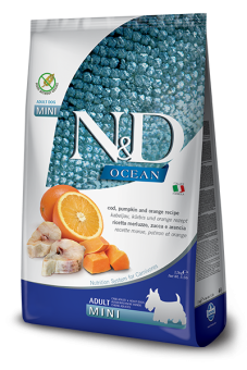 Farmina N&D OCEAN  ADULT MINI беззерновой с треской. апельсином, тыквой для мини пород собак 800г фото, цены, купить