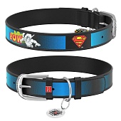 Ошейник Collar Waudog кожа "Супермен2" паспорт, пряжка 15мм 26-35см черный фото, цены, купить