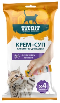 TiTBiT Крем-суп с кусочками кролика 4*10г фото, цены, купить