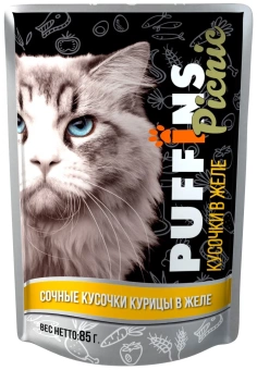Puffins Picnic пауч 85г кусочки курицы в желе для кошек фото, цены, купить