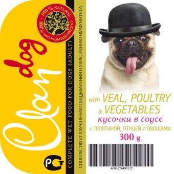 Clan Dog консервы 300г с телятиной,птицей,овощами в соусе для собак фото, цены, купить