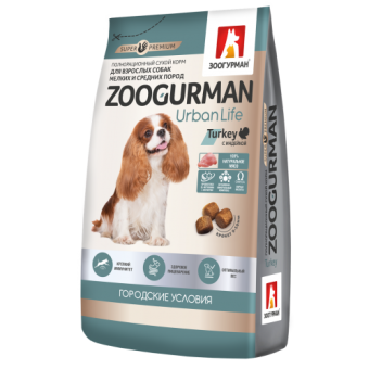 Zoogurman Urban Life с индейкой для собак мелких и средних пород 1,2кг фото, цены, купить