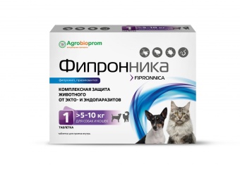 Фипронника против паразитов для собак и кошек 5-10кг 1таб/1уп  фото, цены, купить