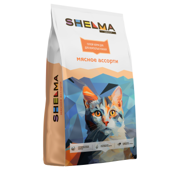 SHELMA Adult сухой корм для взрослых кошек мясное ассорти 8кг фото, цены, купить