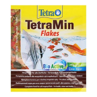 Tetra корм MIN (хлопья)  12г для всех видов аквариумных рыб фото, цены, купить