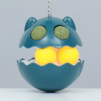 Неваляшка с перьями на пружине с кошачьей мятой 12,3*21см  фото, цены, купить