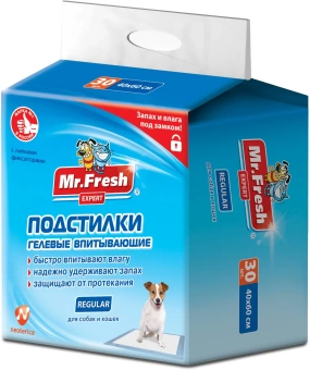 Подстилки-пеленки Mr.Fresh Expert  Regular, для кошек и собак, 40 см*60 см (30 см шт.) ъ фото, цены, купить