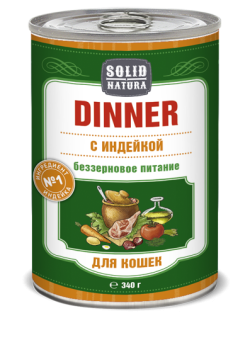 Solid Natura Dinner консервы для кошек с индейкой 340г фото, цены, купить