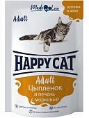 Happy Cat Паучи Желе Цыпленок,печень,морковь 85г фото, цены, купить