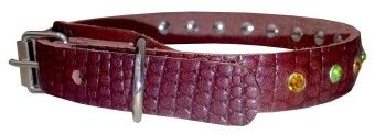 Ошейник 14мм натуральная кожа, рептилия стразы фото, цены, купить