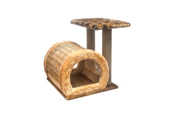 Домик-когтеточка для крупных кошек "Zoom" "Арамис",с плетеной крышей для кошек