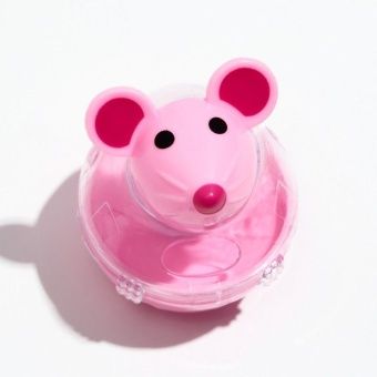 Игрушка-неваляшка "Мышка" с отсеком для лакомств (лакомства до 1 см) 4,7*6,5 см, розовая фото, цены, купить