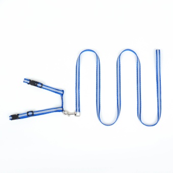 Комплект для кошек светоотражающий,ширина 1 см,шлейка 21-35 см,поводок 120 см, синий фото, цены, купить