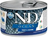 Farmina N&D MINI Ocean Trout & Salmon Консервы для собак, форель, лосось 140г фото, цены, купить