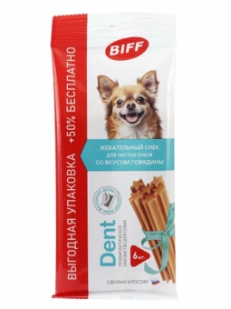 Biff Снек жевательный DENT со вкусом говядины д/мелк. собак 6 шт  фото, цены, купить