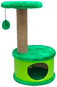 Домик-когтеточка круглый КОНФЕТТИ 37*37*h73см (иск.мех, экокожа, джут) зеленый для кошек