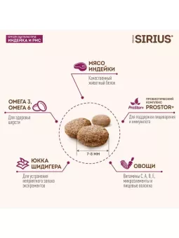 SIRIUS для взрослых собак мелких пород с индейкой, рисом 10 кг фото, цены, купить