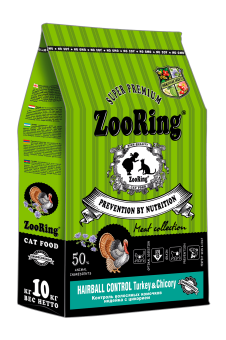 ZooRing Hairball Control TURKEY & Chicory для кошек индейка с цикорием выведение шерсти 10кг фото, цены, купить