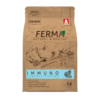 FERMA Immuno сухой корм для собак малых и средних пород с индейкой и кроликом 1.5кг фото, цены, купить