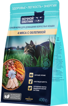 Ночной Охотник 4 вида мяса с облепихой для кошек 400г фото, цены, купить