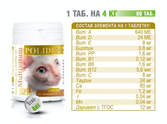 POLIDEX Мультивитум  80таб для кошек фото, цены, купить
