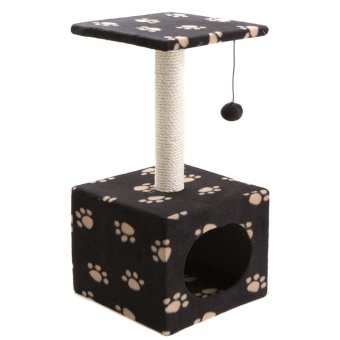 COMFY TED когтеточка квадратная с домиком(30*30*60см) сизаль/флис для кошек